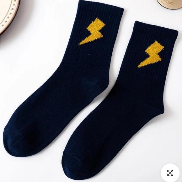 Other - Dark Blue Socks with Gold Lightning Bolt